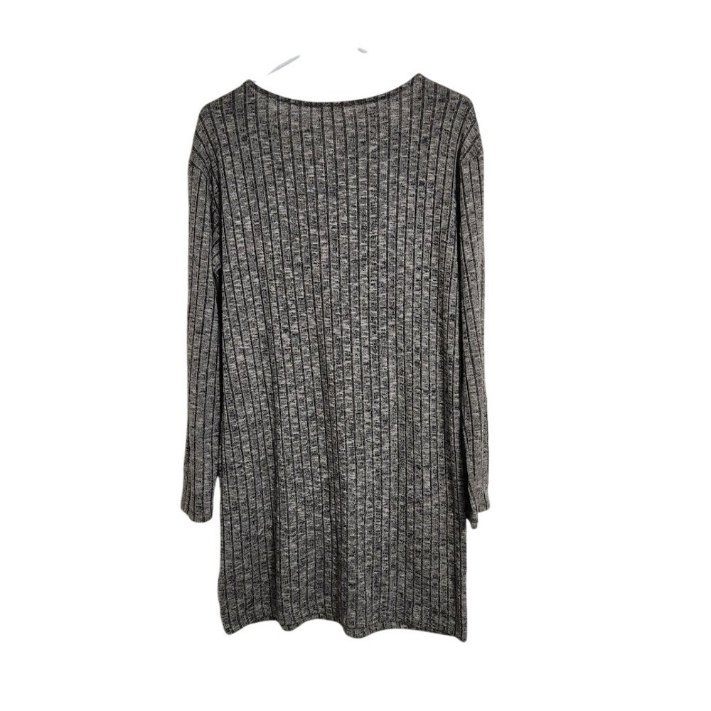 Everly Grey Ribbed Knit Long Sleeve Mini T-Shirt Dress with Pockets Small F76 - Picture 7 of 7
